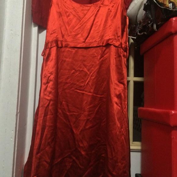 Banana Republic Red Satin Sleeveless Dress w/Bow - Picture 2 of 2